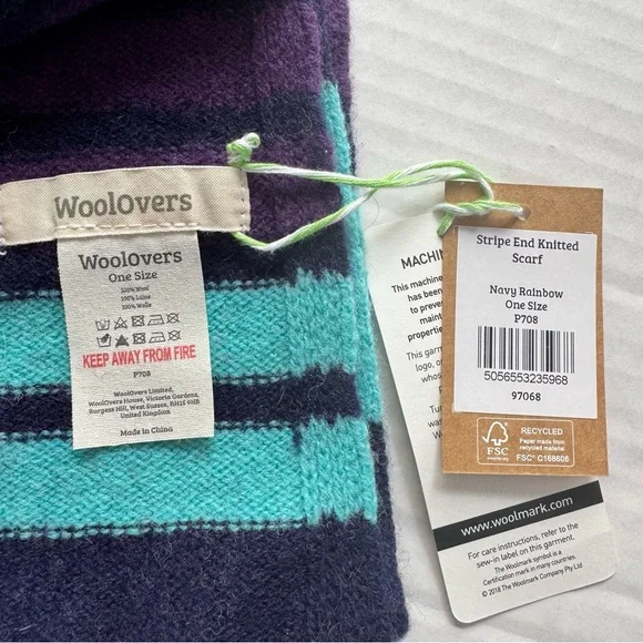 Woolovers Wool Rainbow Scarf New - Picture 2 of 8
